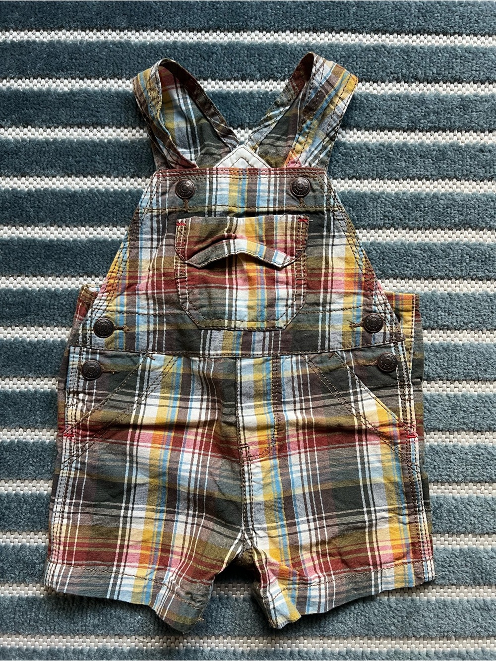 Y2K Genuine Baby by OshKosh Plaid Shortalls